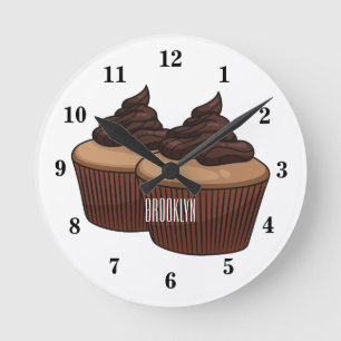 Cupcake cartoon illustration round clock