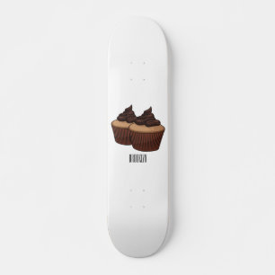 Cupcake cartoon illustration  skateboard