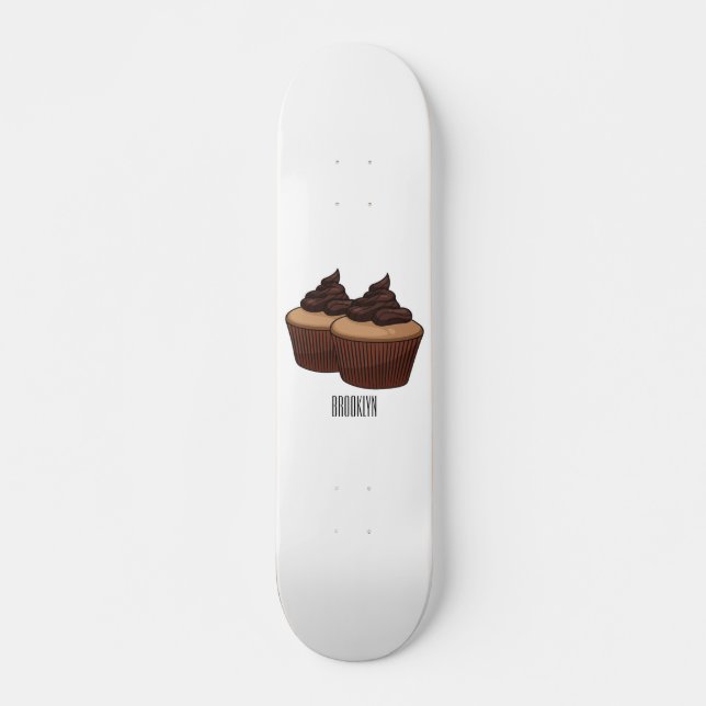 Cupcake cartoon illustration  skateboard (Front)