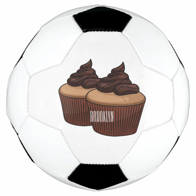 Cupcake cartoon illustration  soccer ball (Front)