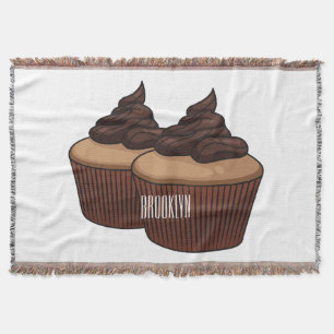 Cupcake cartoon illustration throw blanket