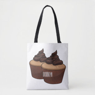 Cupcake cartoon illustration tote bag