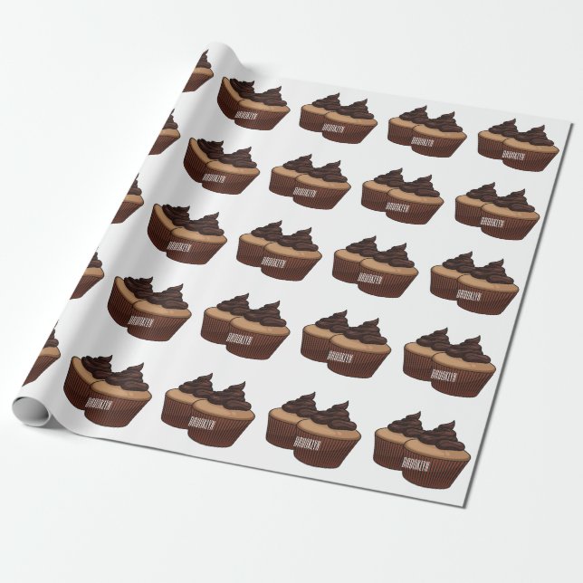 Cupcake cartoon illustration  wrapping paper (Unrolled)