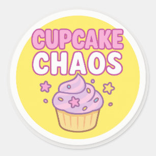 Cupcake Chaos Round Sticker