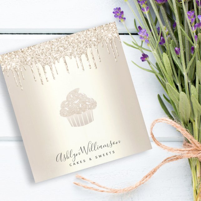 Cupcake Chef Bakery Champagne Gold Glitter Drips Notepad (Creator Uploaded)
