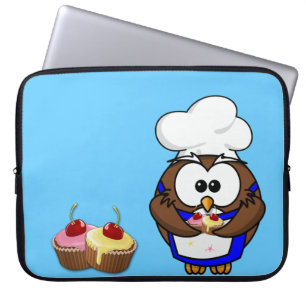 cupcake chef owl laptop sleeve