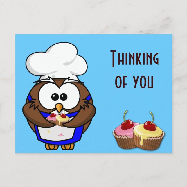 cupcake chef owl postcard (Front)