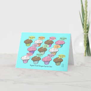 Cupcake Choir on Blue Birthday Card