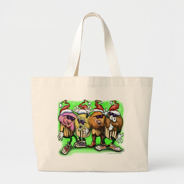 CupCake Christmas Large Tote Bag (Front)