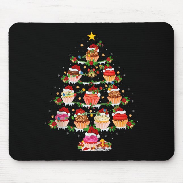 Cupcake Christmas Tree Lights Funny Fast Food Cupc Mouse Pad (Front)