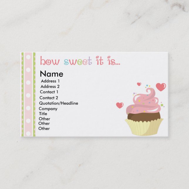 Cupcake Contact Card (Front)