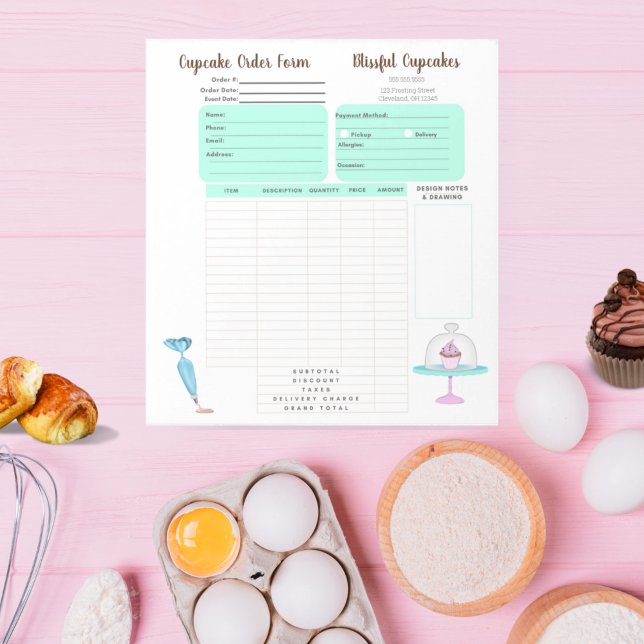 Cupcake Cookie Bakery Order Form Notepad (Creator Uploaded)