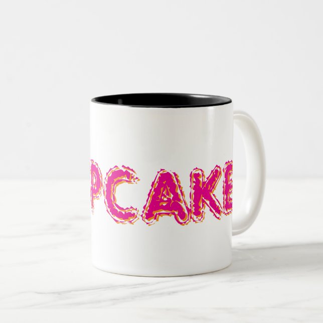 Cupcake Custom Pink Text Two-Tone Coffee Mug (Front Right)