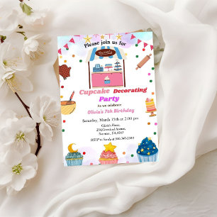Cupcake decorating birthday party, sweet cupcake  invitation