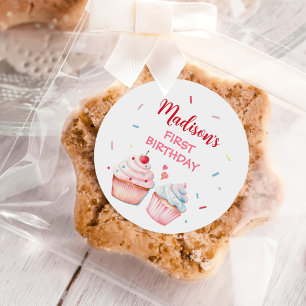 Cupcake Decorating Party Cute Baking Girl Birthday Classic Round Sticker