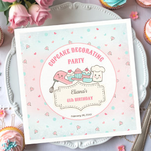 Cupcake Decorating Party Cute Baking Girl Birthday Napkin