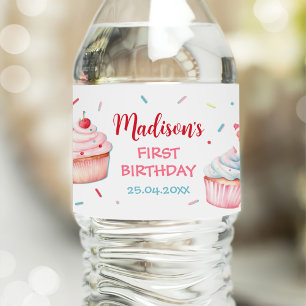 Cupcake Decorating Party Cute Baking Girl Birthday Water Bottle Label