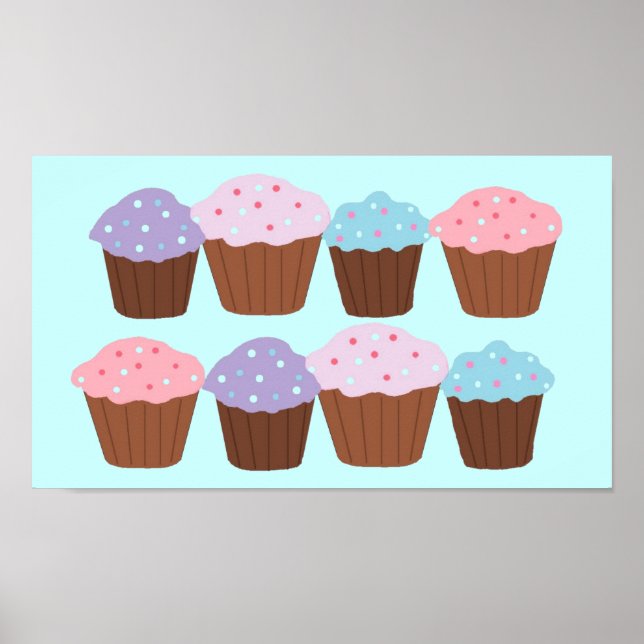 Cupcake Delight with Pink Border Poster (Front)