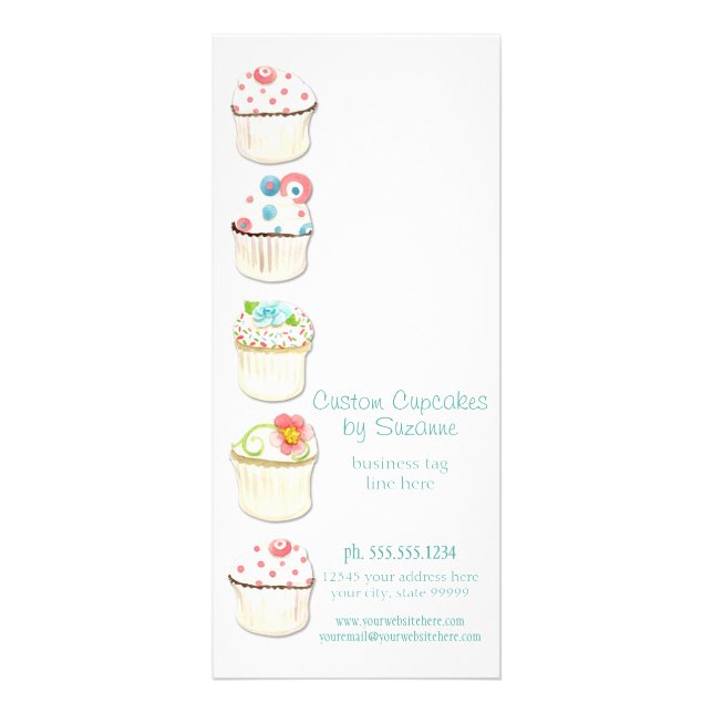 Cupcake Dessert Baking Bakery Business Identity Rack Card (Front)