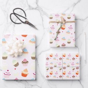 Cupcake Dessert Baking Theme Wrapping Paper Sheet