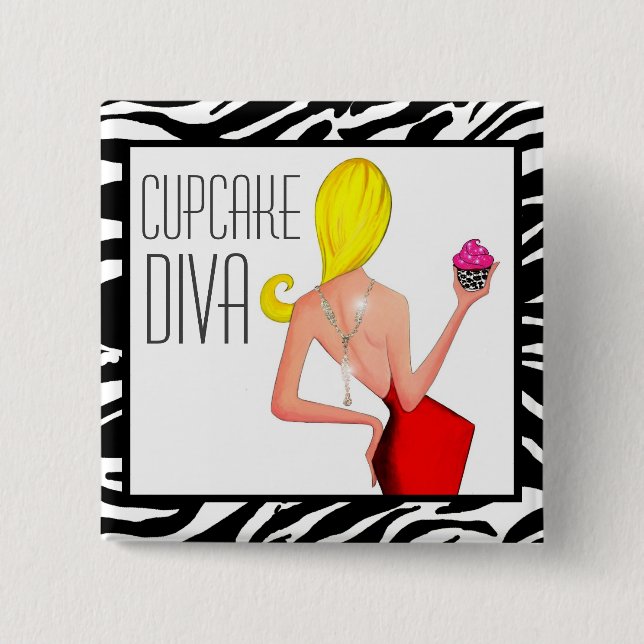 "Cupcake DIVA" 15 Cm Square Badge (Front)