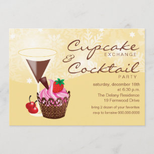 Cupcake Exchange & Cocktail Party Invitation-cream Invitation