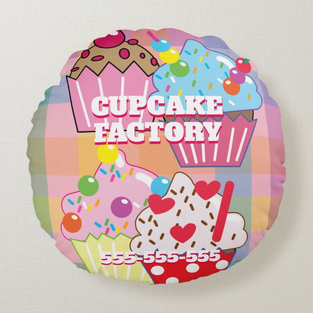 CUPCAKE FACTORY Menu Round Cushion (Front)