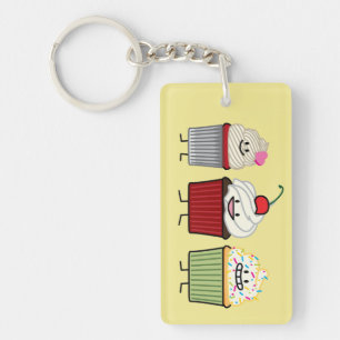 Cupcake family frosting sprinkles cherry cakes hea key ring