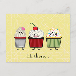 Cupcake family frosting sprinkles cherry cakes hea postcard