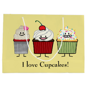 Cupcake family frosting sprinkles cherry cakes large gift bag