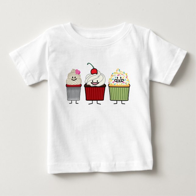 Cupcake family icing sprinkles cherry cakes heart baby T-Shirt (Front)