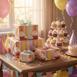 Cupcake Fantasy Colourful Sweet Treats  Wrapping Paper