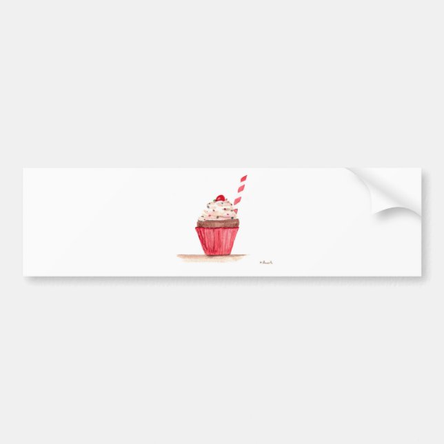 Cupcake food art bumper sticker (Front)