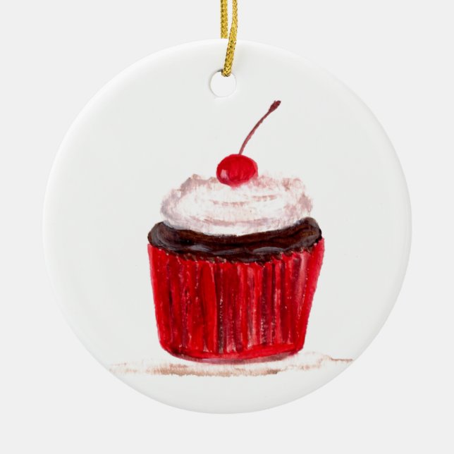 Cupcake food art ceramic tree decoration (Front)