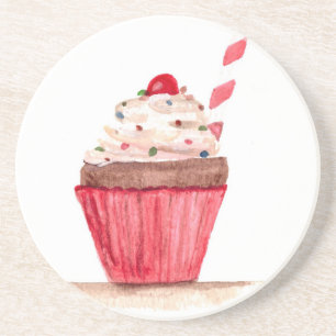 Cupcake food art coaster