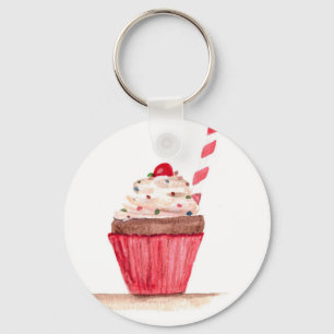 Cupcake food art key ring