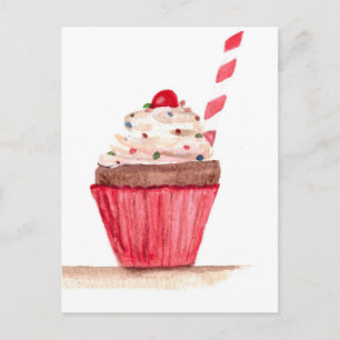 Cupcake food art postcard