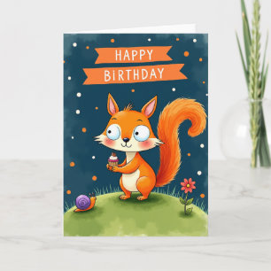 Cupcake Fox Birthday Card