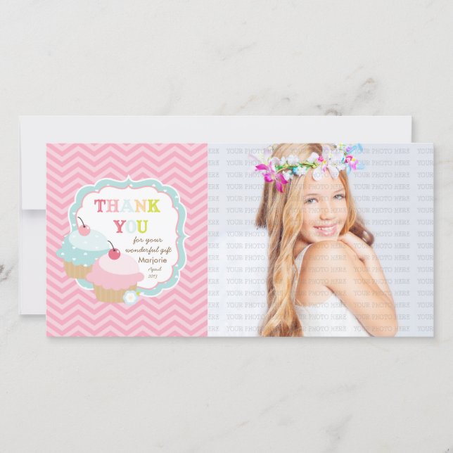 Cupcake Fun Colourful Thank you Card (Front)