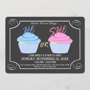 Cupcake Gender Reveal Party Invitation