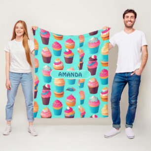 Cupcake Geometric Colourful Personalised Pattern Fleece Blanket