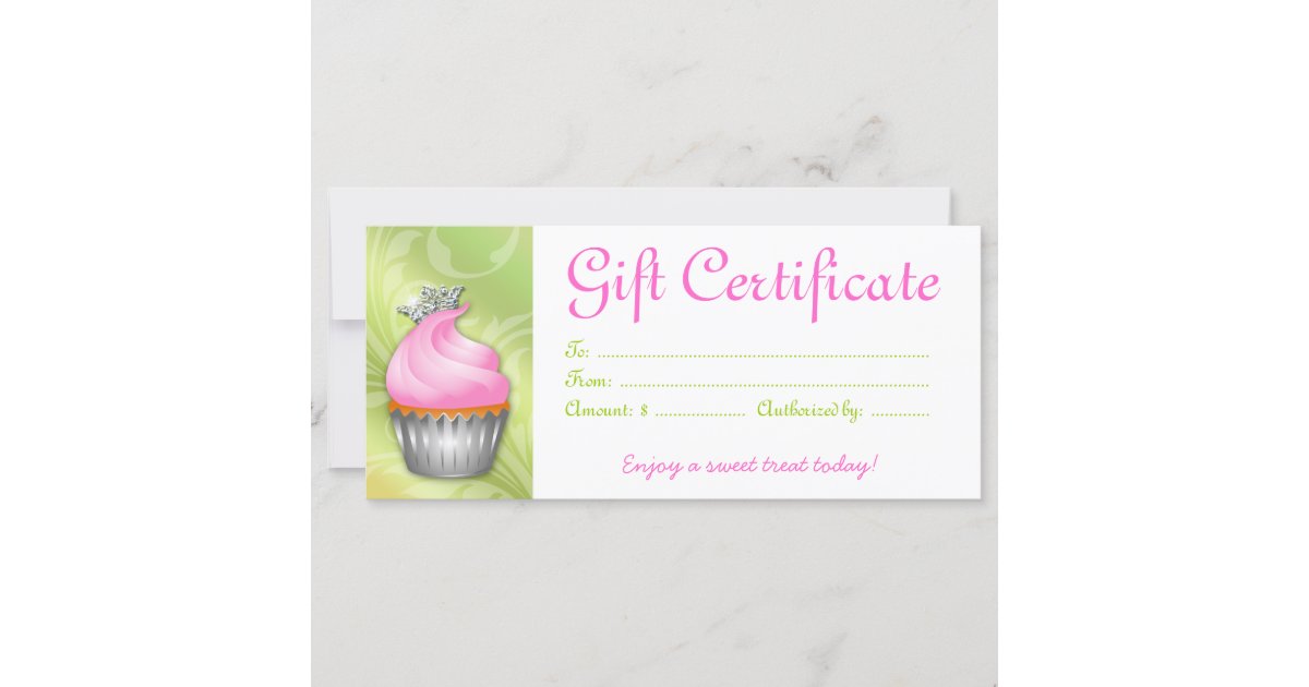 Cupcake Gift Certificate Crown Pink Lime Zazzle