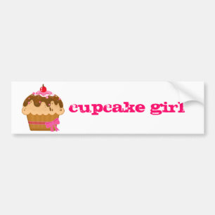 cupcake girl bumper sticker...in hot pink sticker