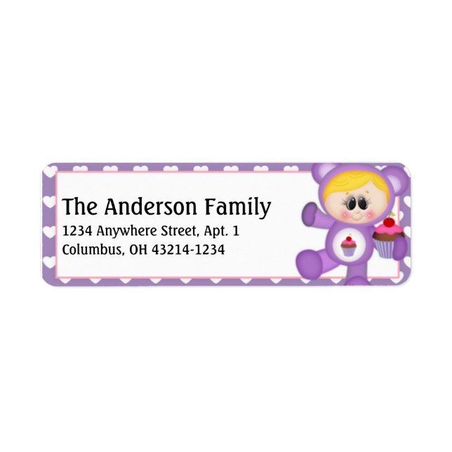 Cupcake Girl Care a Lot Kids Address Labels d2 (Front)