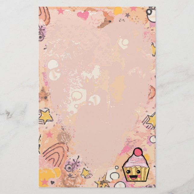 Cupcake Graffiti and heart pink - Stationery (Front)