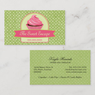 Cupcake Green and Pink Business Card