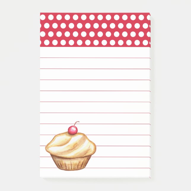 Cupcake Grocery List Post It Notes (Front)