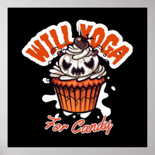 Cupcake Halloween idea for Moms Yoga Poster