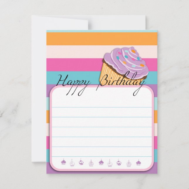 CUPCAKE HAPPY BIRTHDAY FLAT CARD (Front)