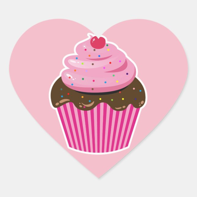 Cupcake Heart Sticker (Front)